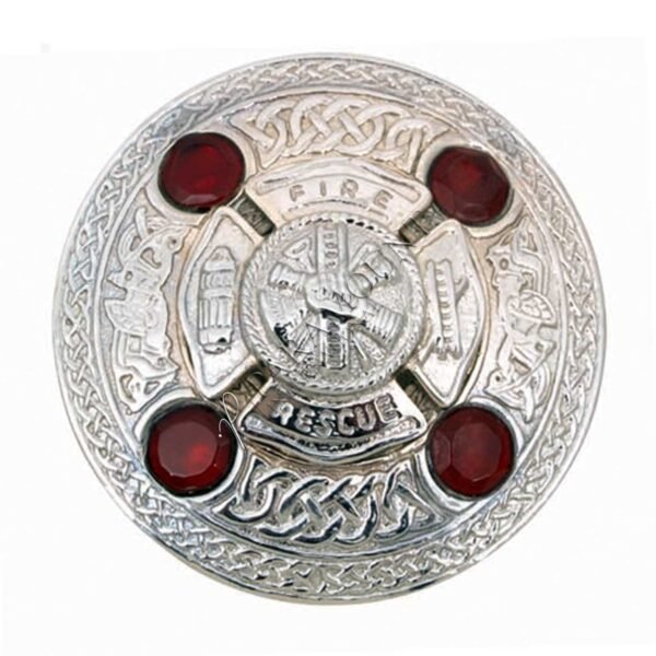 Chrome Brooch with Red Stone