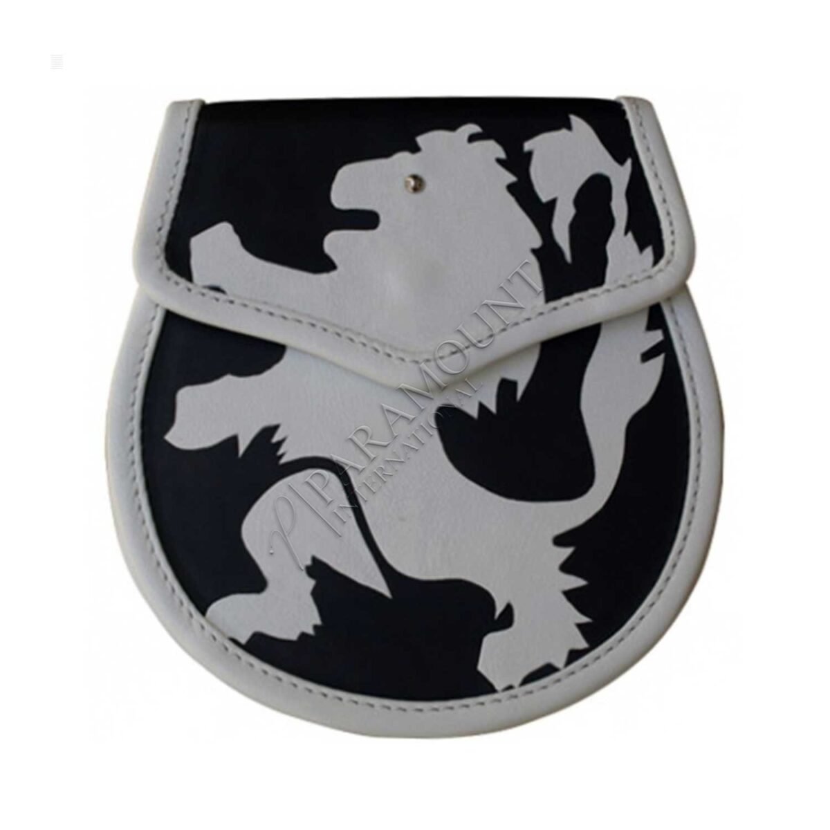 Deluxe White Leather Sporran with Lion Rampant Emblem