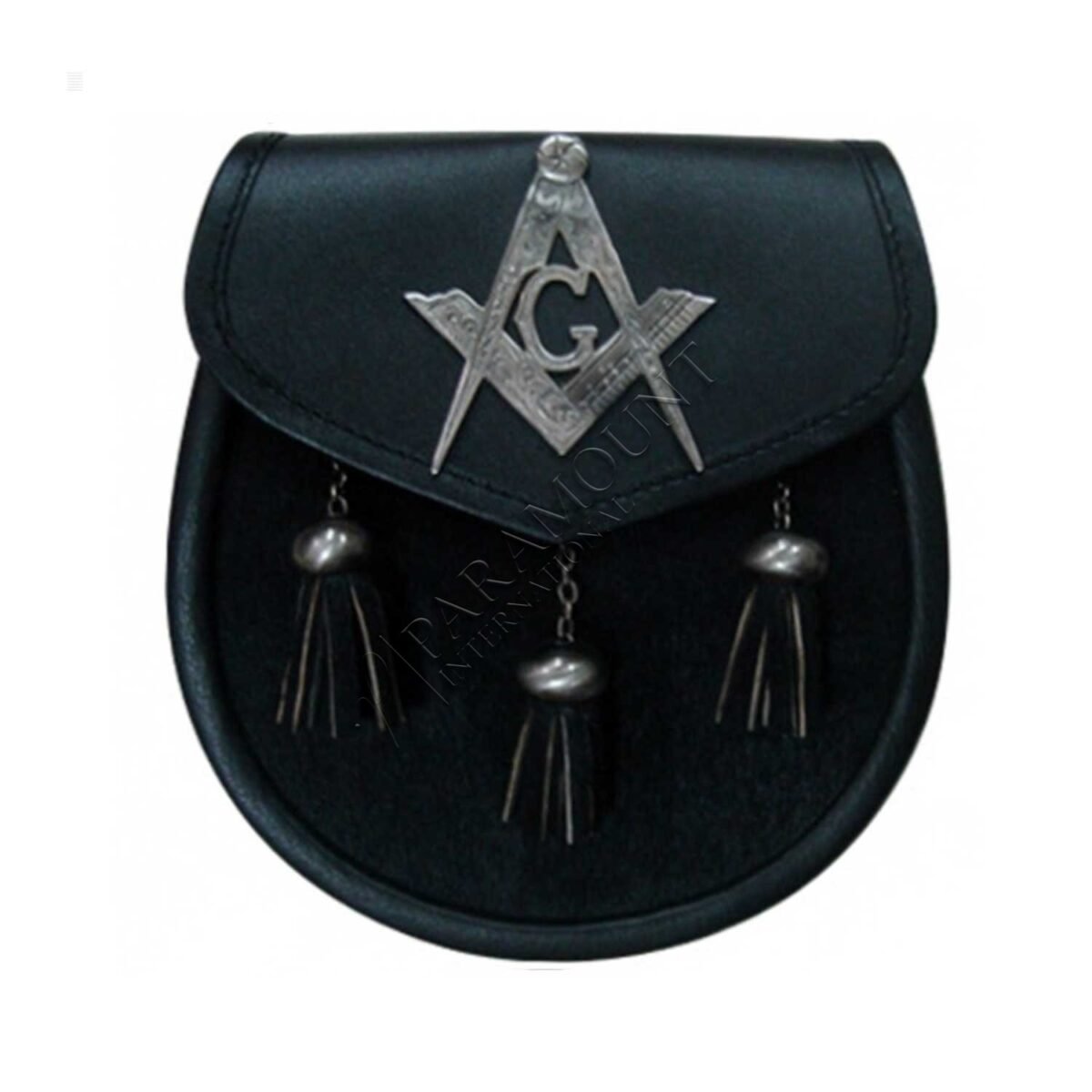 Deluxe Masonic Badge Black Leather Sporran