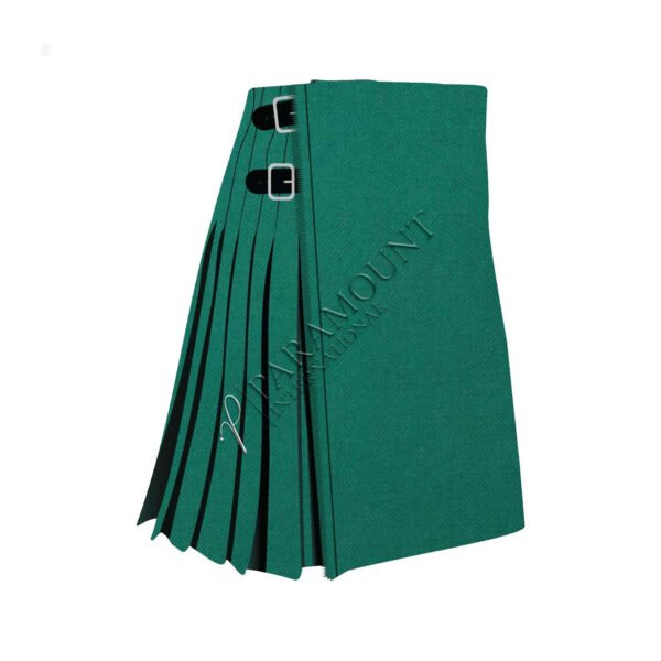 Solid Green Tartan Kilt - Contemporary Scottish Attire