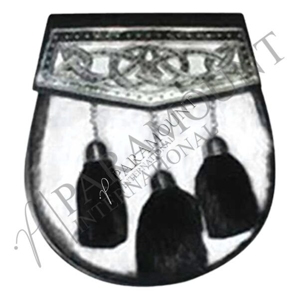 Black & White Assorted Sporran with Celtic Knot Cantle and Three Tassels - 1218