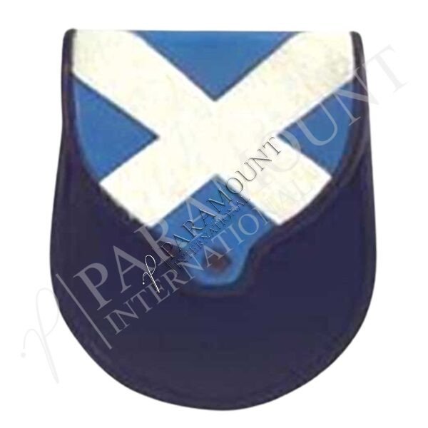 Blue & White St. Andrew's Cross Sporran with Plain Flap - 1220