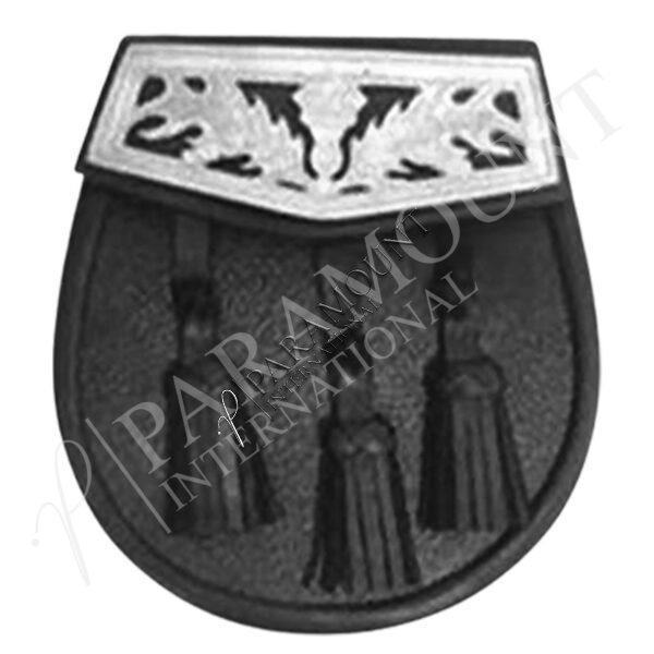 Black Assorted Leather Sporran with Crowned Thistle Cantle and Three Tassels - 1227