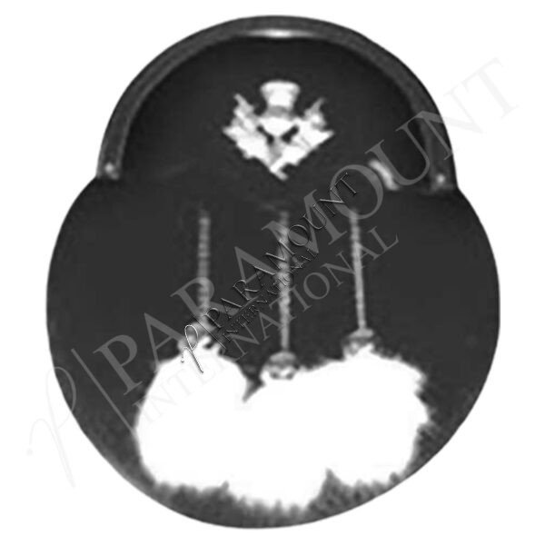 Black Assorted Sporran with Thistle Badge and Three White Tassels - 1237