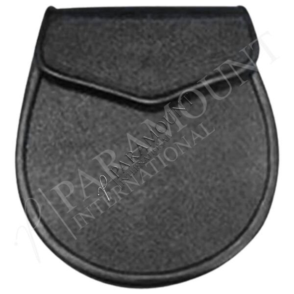 Black Leather Assorted Sporran with Plain Flap - 1253