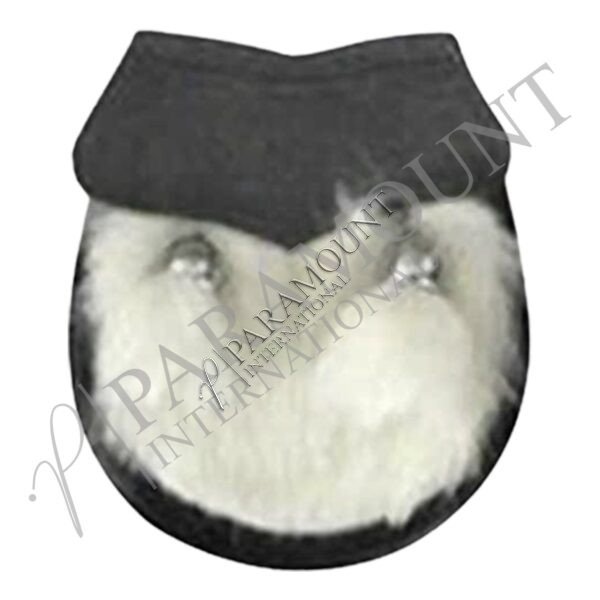 Black & White Fur Assorted Sporran with Plain Flap and Two Fur Tassels - 1261