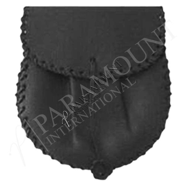 Black Assorted Leather Sporran with Braided Edge Flap - 1280