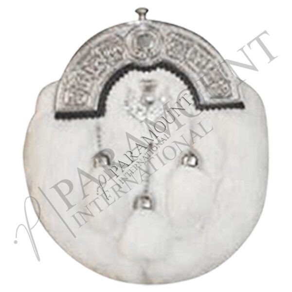 White Assorted Fur Sporran with Thistle Badge & Celtic Cantle and Three Fur Tassels - 1283