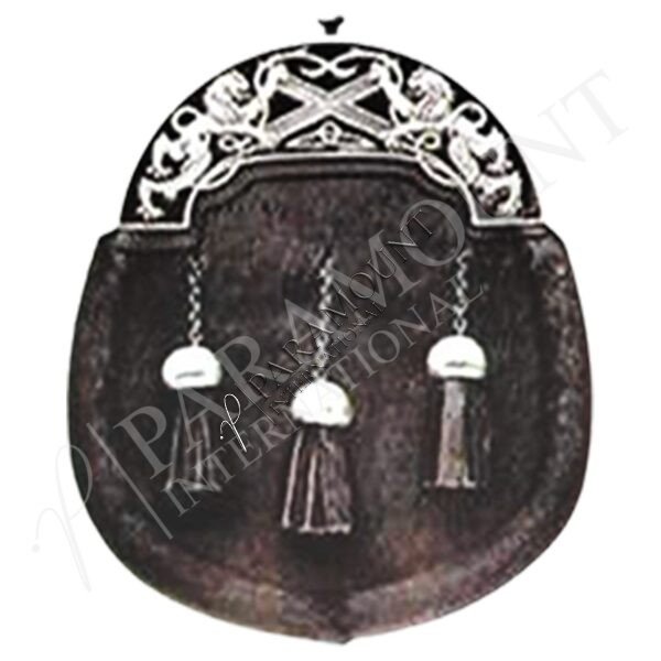 Brown Assorted Sporran with Lion Rampant Cantle and Three Tassels - 1288