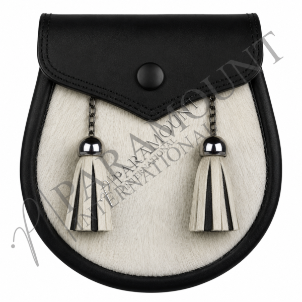 White & Black Boy Sporran with Plain Flap - 02