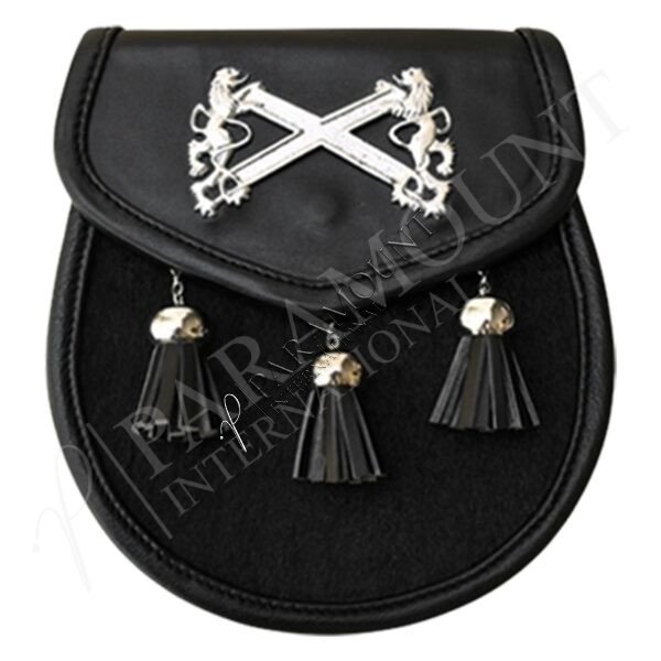 Deluxe Leather Sporran with Lion Rampant Badge - 08