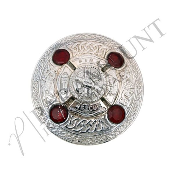Fire Fighter Brooch | Chrome with Red Stone