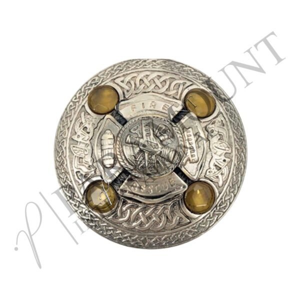 Fire Fighter Brooch | Black Antique with Yellow Stone