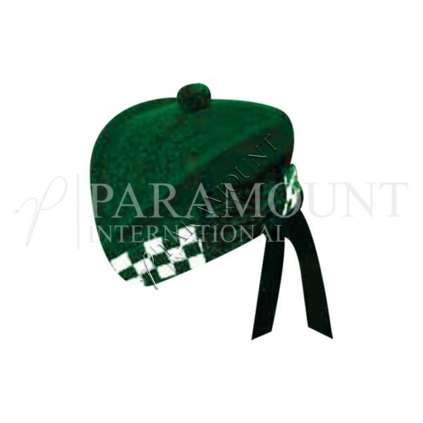 Tartan Glengarry Hat | Green & White Dicing