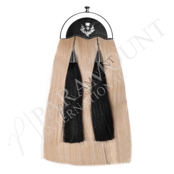 Horse Hair Sporran Patent Leather Cantle with Two Tassels - HH-02