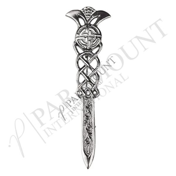 Kilt Pin | Gaelic Design Pewter Chrome