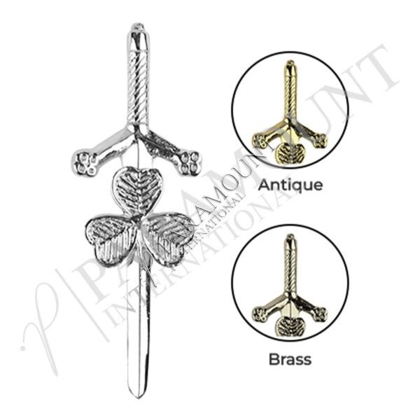 Kilt Pin | Shamrock Claymore Pin