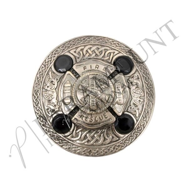 Fire Fighter Brooch | Black Antique with Black Stone