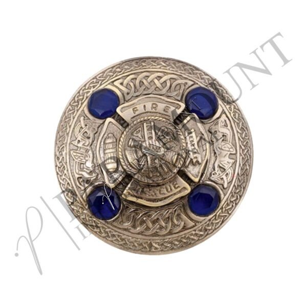 Fire Fighter Brooch | Black Antique with Blue Stone