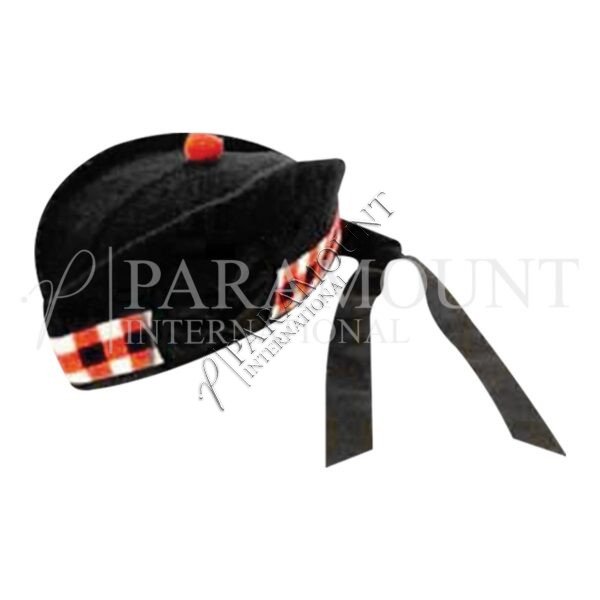 Tartan Glengarry Hat with Black, Red & White Dicing