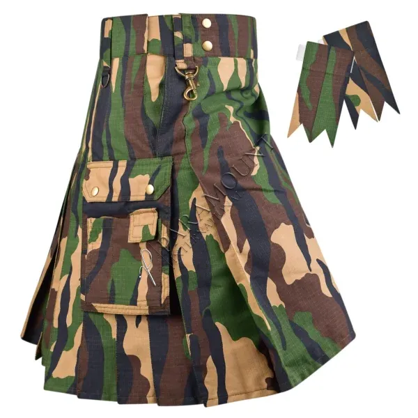 Men’s Camouflage Utility Kilt – Rugged Ripstop Cotton