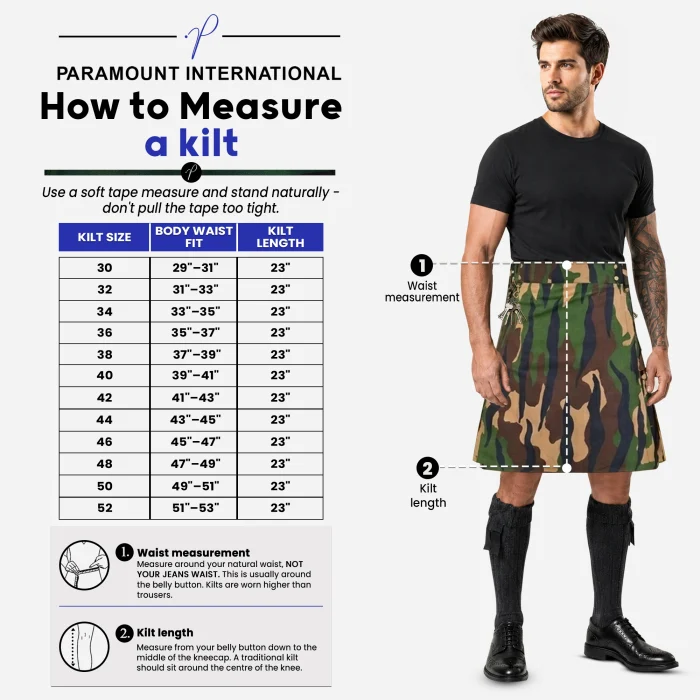 Men’s Camouflage Utility Kilt